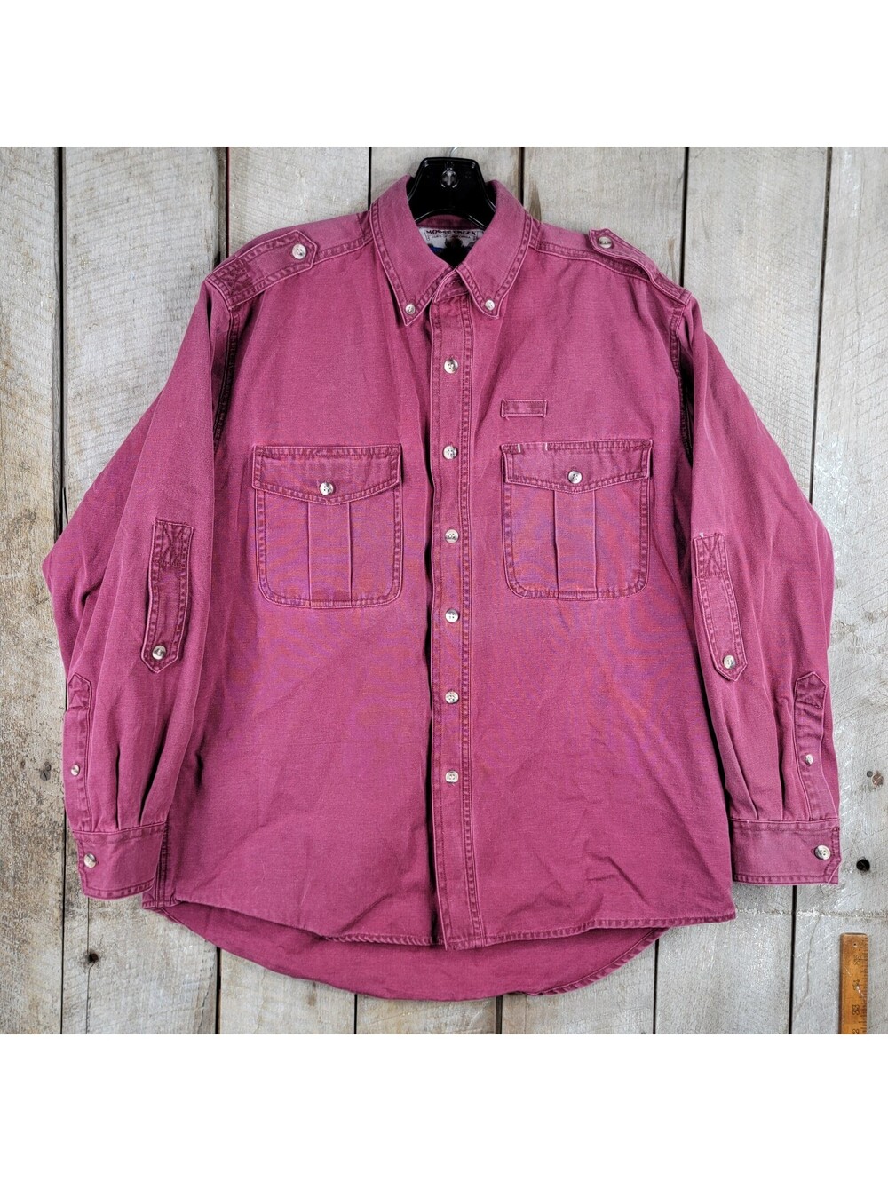 Moose Creek Men’s Lined Work Shirt Burgundy Red Button Up Jacket Large